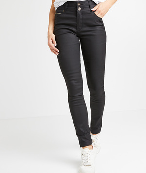 Jean taille haute enduit femme NOIR
