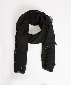 Echarpe unie à mini-clous femme NOIR