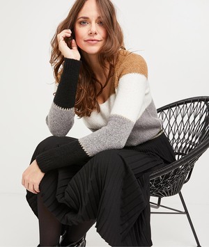 Pull color block 2 en 1 femme CAMEL