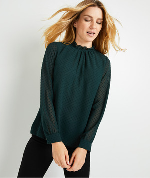 Blouse verte en plumetis femme VERT