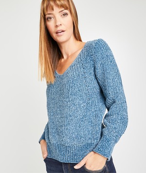 Pull en maille bleu canard femme CANARD