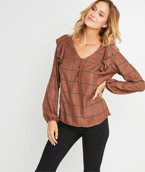 Blouse caramel à volants femme CARAMEL