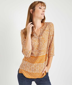 Tunique orange imprimée femme SAFRAN