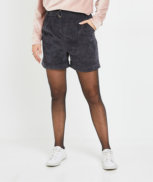 Short paperbag en velours femme NOIR