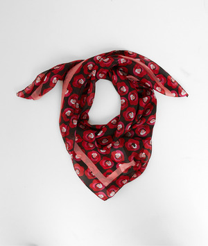Carré de soie imprimé fleuri femme ROUGE