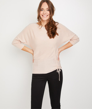 Pull rose uni col bateau femme ROSE