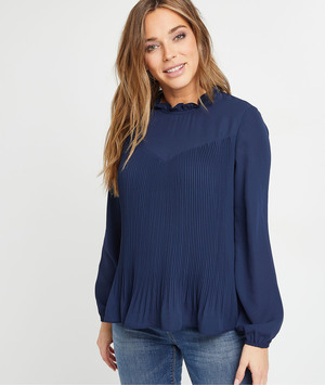 Blouse plissée bleu marine femme MARINE