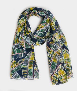 Foulard en coton vert à feuillages femme VERT