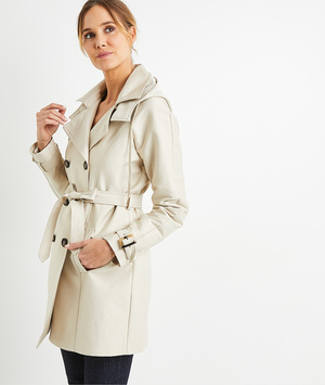 Trench long uni femme BEIGE