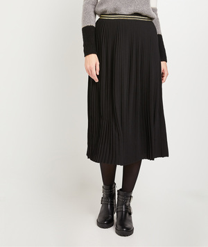 Jupe plissée noire femme NOIR