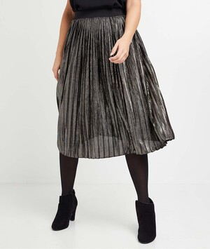Jupe plissée mi-longue dorée femme OR