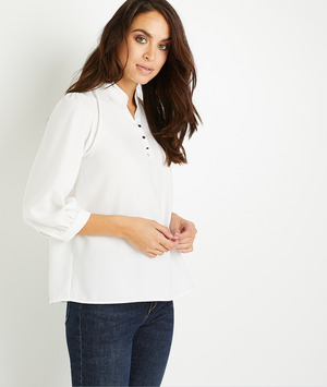 Blouse au col brodé femme ECRU