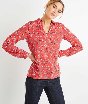 Blouse rouge fleurie femme ROUGE