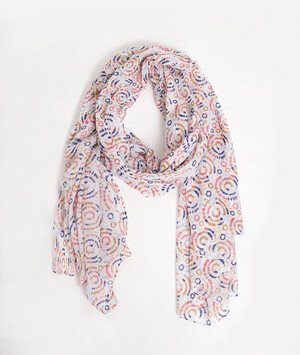 Foulard blanc imprimé cercles femme BLANC