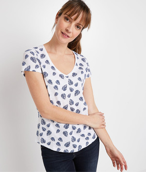 T-shirt basique imprimé femme BLANC
