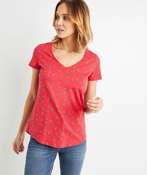 T-shirt basique imprimé femme ROUGE