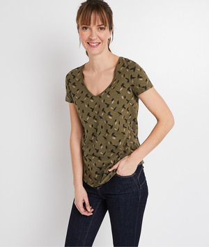 T-shirt basique imprimé femme KAKI