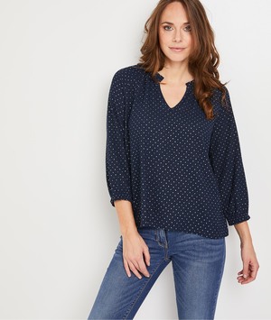 T-shirt marine maille froissée femme MARINE