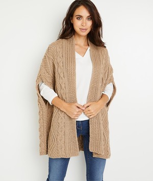 Poncho beige torsadé femme BEIGE