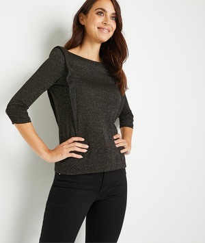 T-shirt noir brillant femme NOIR