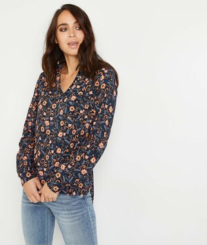 Blouse fluide imprimée femme NOIR