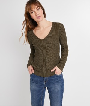 Pull basique uni femme KAKI
