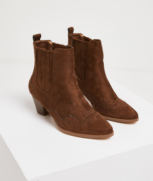 Bottines marron effet daim femme MARRON
