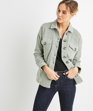 Surchemise en velours vert femme SAUGE
