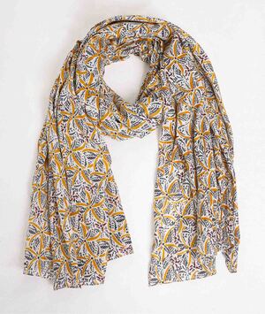 Foulard en coton imprimé femme BLANC