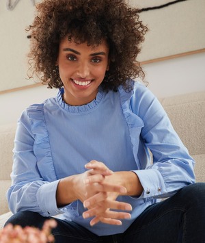 Blouse bleue rayée femme BLEU