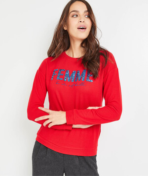 Sweat à message rouge femme ROUGE