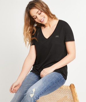 T-shirt uni en lyocell femme NOIR