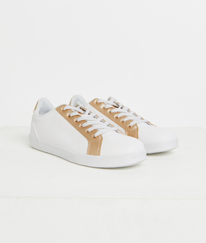 Baskets blanches et or femme BLANC