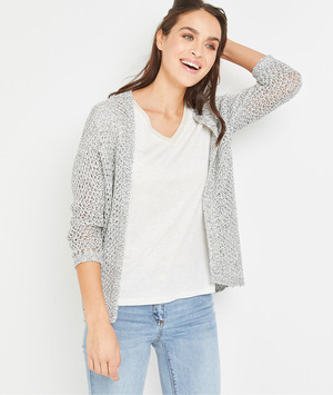 Gilet en maille ruban gris femme BLEU