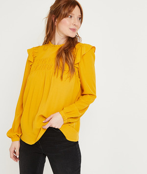 Chemisier safran à volants femme JAUNE