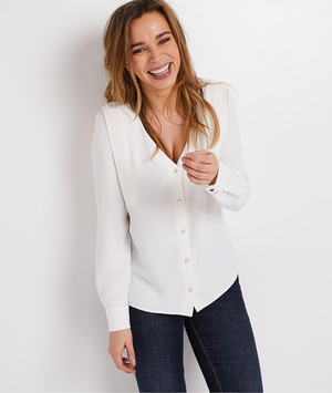 Chemisier boutonné à épaulettes femme ECRU