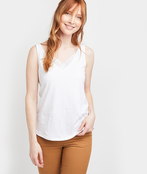 Débardeur uni en coton bio femme BLANC