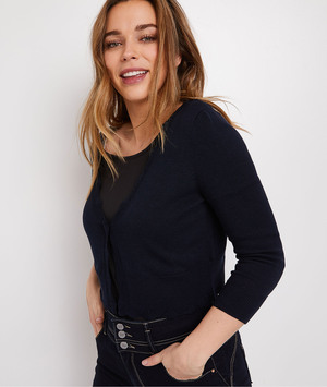 Gilet court finitions fantaisie femme MARINE