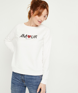 Sweat blanc à messaga amour femme BLANC