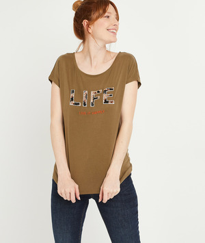 Tshirt à message femme KAKI