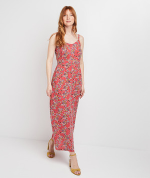 Robe longue rose imprimée femme ROSE