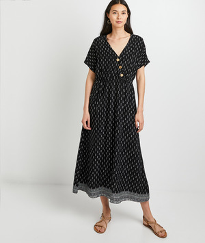Robe longue imprimée femme NOIR