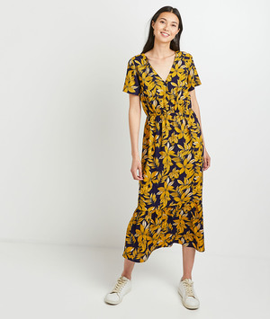 Robe mi-longue imprimée femme MARINE