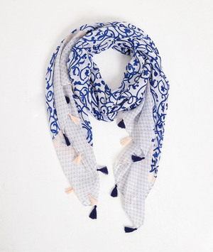 Foulard bleu et blanc femme BLEU