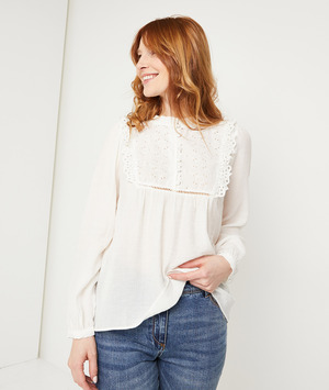 Blouse écrue brodée femme ECRU
