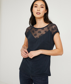 Tshirt dentelle femme GRIS