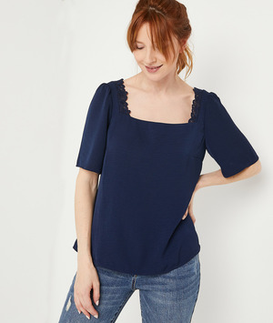 Top marine encolure carrée femme MARINE