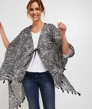 Paréo imprimé feuillages femme NOIR