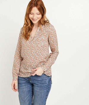 Vareuse fluide imprimée femme BEIGE