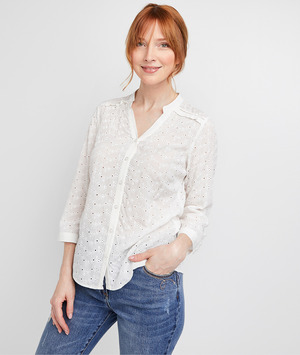 Blouse écru en broderie anglaise femme ECRU